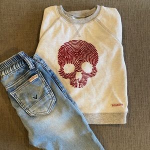 Toddler Hudson Jeans and Skull Sweatshirt Size 3T